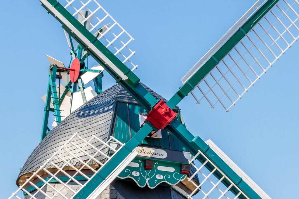windmill, wind power, structure, wood, turbine, architecture, painted, old